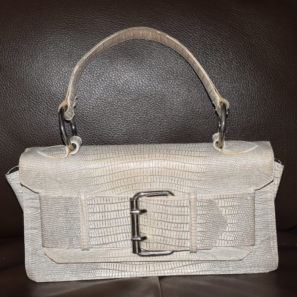 Tosco Blu Italy Crocodile Leather Ivory Bag Rare!